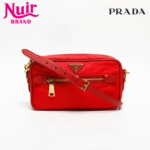 プラダ PRADA ナイロン トライアングル ロゴ ショルダーバッグ レッド WS14140