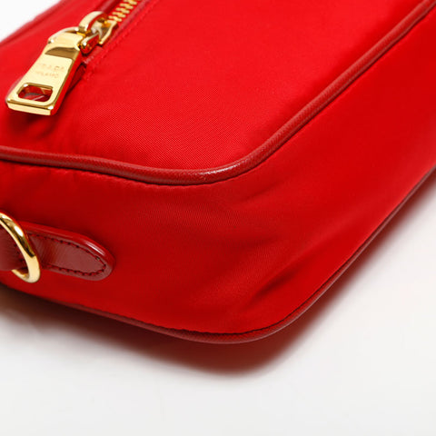 プラダ PRADA ナイロン トライアングル ロゴ ショルダーバッグ レッド WS14140