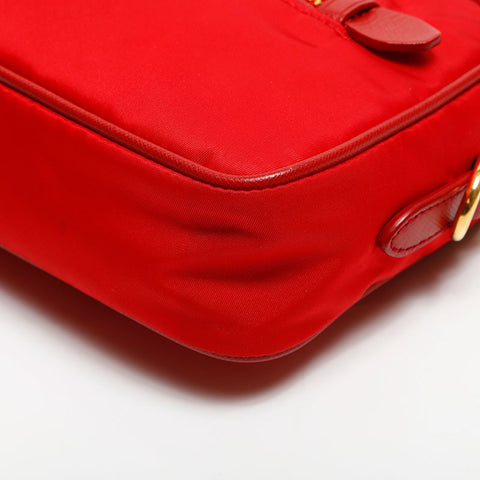 プラダ PRADA ナイロン トライアングル ロゴ ショルダーバッグ レッド WS14140