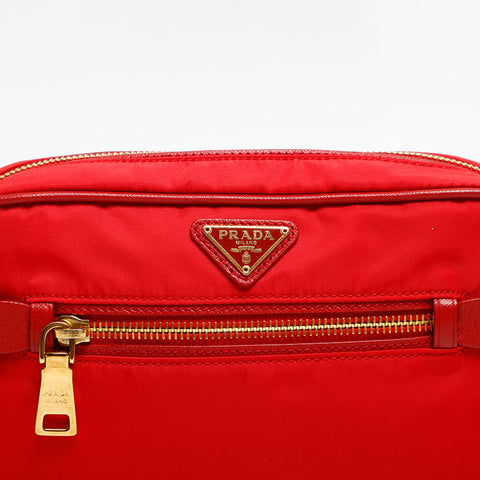 プラダ PRADA ナイロン トライアングル ロゴ ショルダーバッグ レッド WS14140