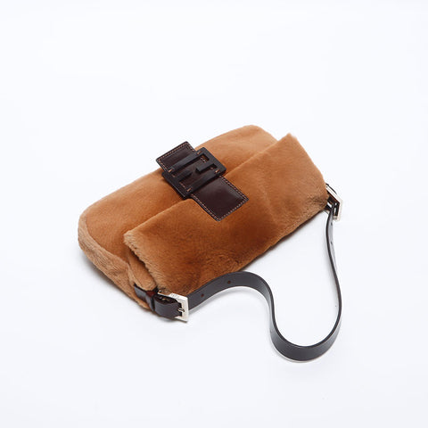 フェンディ FENDI マンマバケット ファー ショルダーバッグ ブラウン WS14141