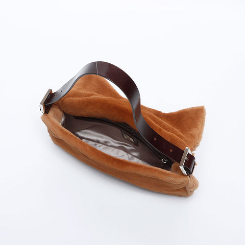 フェンディ FENDI マンマバケット ファー ショルダーバッグ ブラウン WS14141