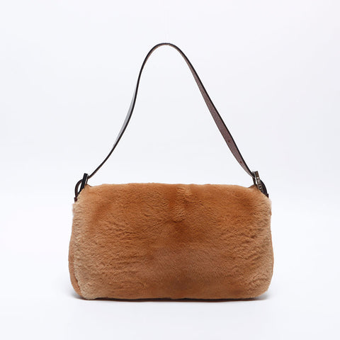 フェンディ FENDI マンマバケット ファー ショルダーバッグ ブラウン WS14141