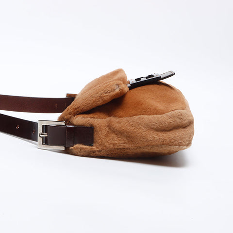 フェンディ FENDI マンマバケット ファー ショルダーバッグ ブラウン WS14141