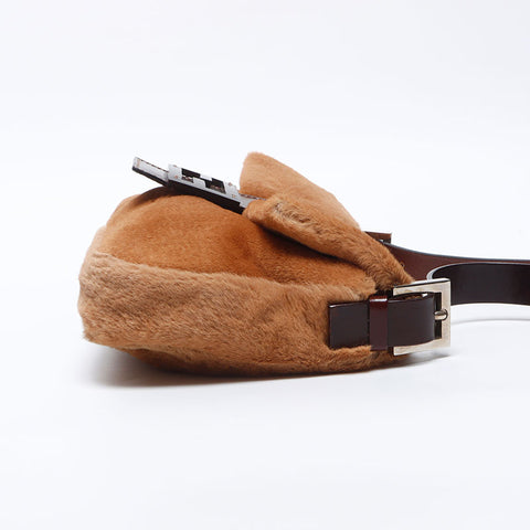 フェンディ FENDI マンマバケット ファー ショルダーバッグ ブラウン WS14141