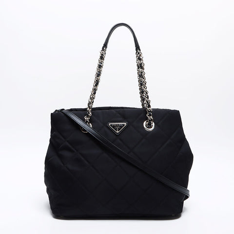プラダ PRADA ナイロン キルティング トートバッグ ブラック WS14148