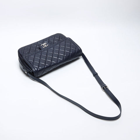 CHANEL No. 24 Matelasse 2017-2018 Shoulder Bag Navy WS14154