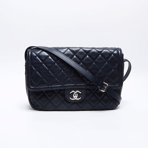 CHANEL No. 24 Matelasse 2017-2018 Shoulder Bag Navy WS14154