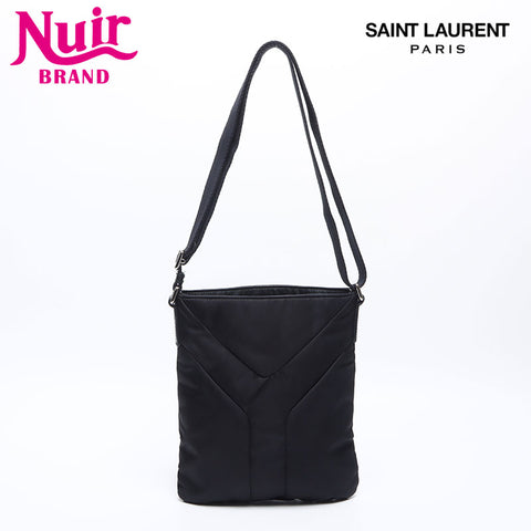 YVES SAINT LAURENT YSL nylon Y logo Shoulder Bag black WS14161