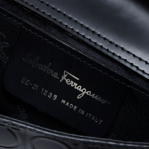 Salvatore Ferragamo Gancini embossed leather Shoulder Bag black WS14165