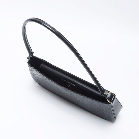 Salvatore Ferragamo Gancini embossed leather Shoulder Bag black WS14165