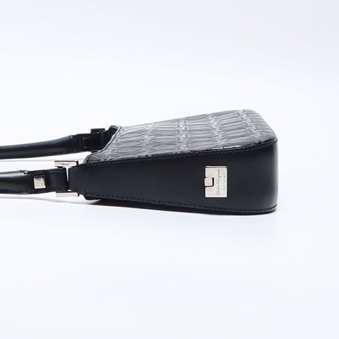 Salvatore Ferragamo Gancini embossed leather Shoulder Bag black WS14165