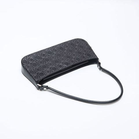 Salvatore Ferragamo Gancini embossed leather Shoulder Bag black WS14165
