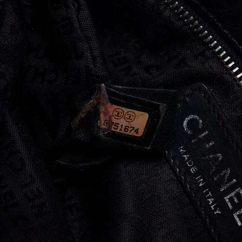 CHANEL No.8 Logo Lambskin Chain 2003-2004 Shoulder Bag black WS14171