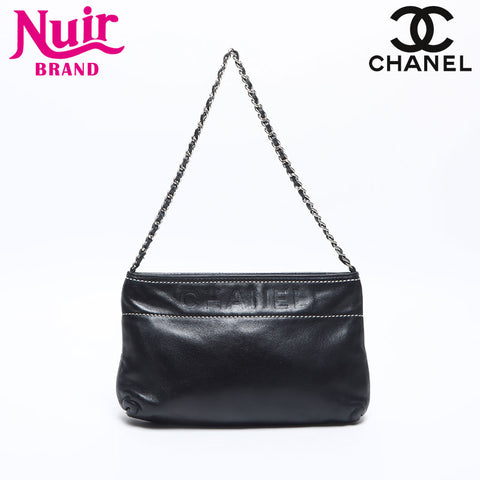 CHANEL No.8 Logo Lambskin Chain 2003-2004 Shoulder Bag black WS14171