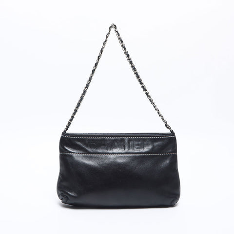 CHANEL No.8 Logo Lambskin Chain 2003-2004 Shoulder Bag black WS14171