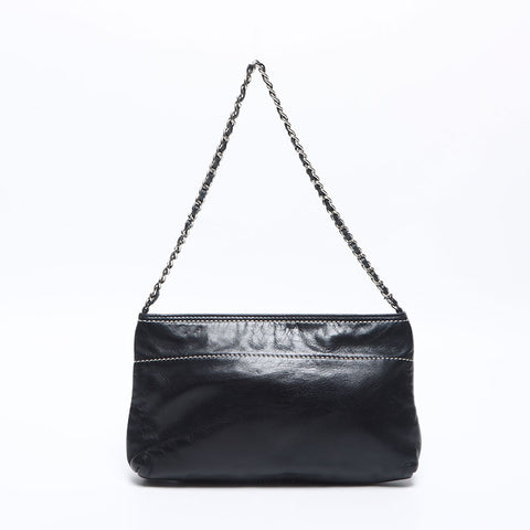 CHANEL No.8 Logo Lambskin Chain 2003-2004 Shoulder Bag black WS14171