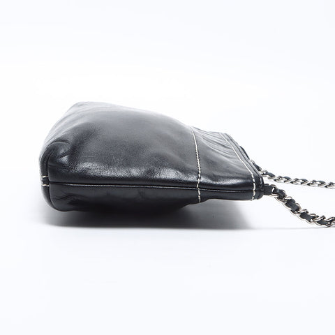 CHANEL No.8 Logo Lambskin Chain 2003-2004 Shoulder Bag black WS14171