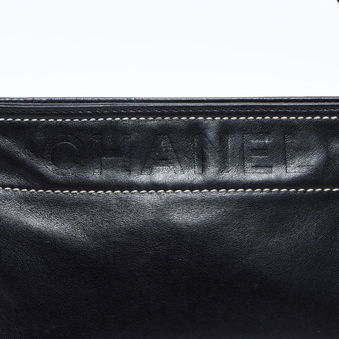 CHANEL No.8 Logo Lambskin Chain 2003-2004 Shoulder Bag black WS14171