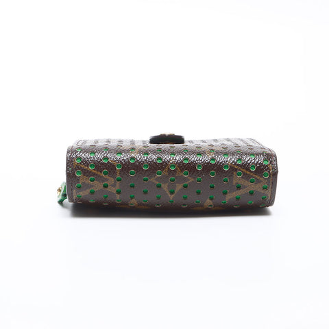 LOUIS VUITTON 2006 Perforated Monogram Green Perfo Compact Bifold Wallet Brown WS14175