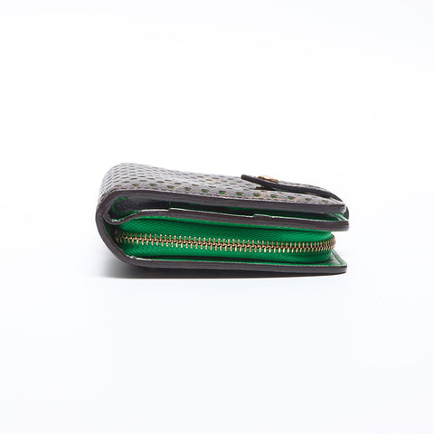 LOUIS VUITTON 2006 Perforated Monogram Green Perfo Compact Bifold Wallet Brown WS14175