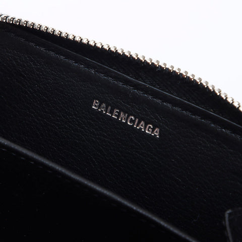 BALENCIAGA Logo round zip Coin case black WS14179