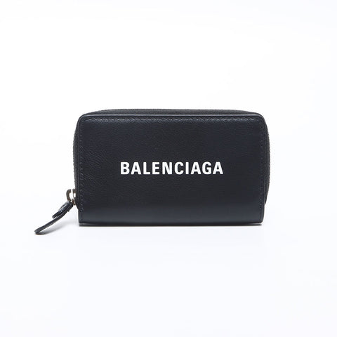 BALENCIAGA Logo round zip Coin case black WS14179