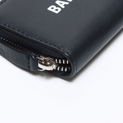 BALENCIAGA Logo round zip Coin case black WS14179