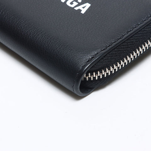 BALENCIAGA Logo round zip Coin case black WS14179