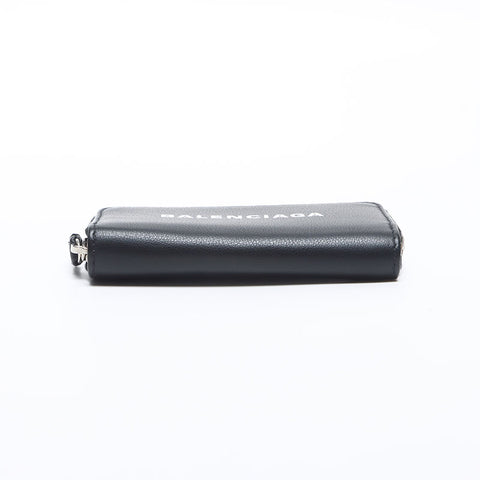 BALENCIAGA Logo round zip Coin case black WS14179