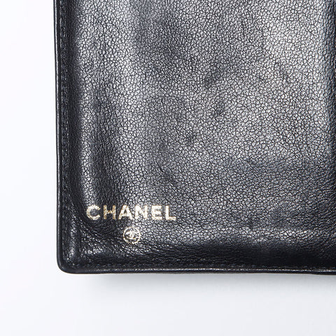 CHANEL No. 4 1996-1997 COCO Mark Caviar Skin Bifold Wallet black WS14180