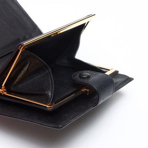 CHANEL No. 4 1996-1997 COCO Mark Caviar Skin Bifold Wallet black WS14180