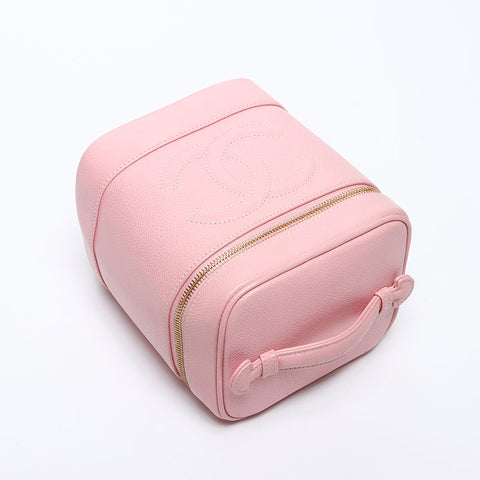 CHANEL No.8 2003-2004 COCO Mark Vanity Caviar Skin Handbag pink WS14193