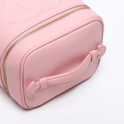 CHANEL No.8 2003-2004 COCO Mark Vanity Caviar Skin Handbag pink WS14193