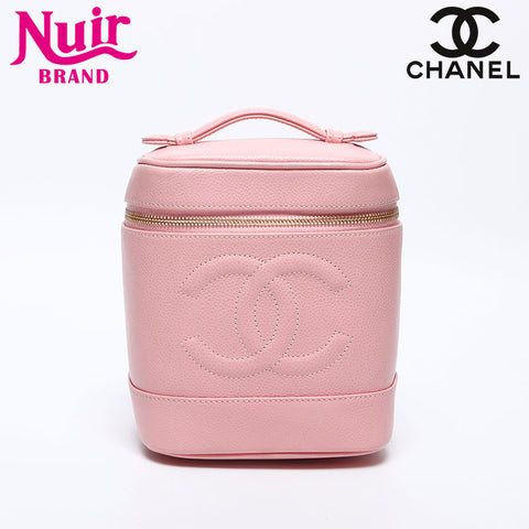 CHANEL No.8 2003-2004 COCO Mark Vanity Caviar Skin Handbag pink WS14193