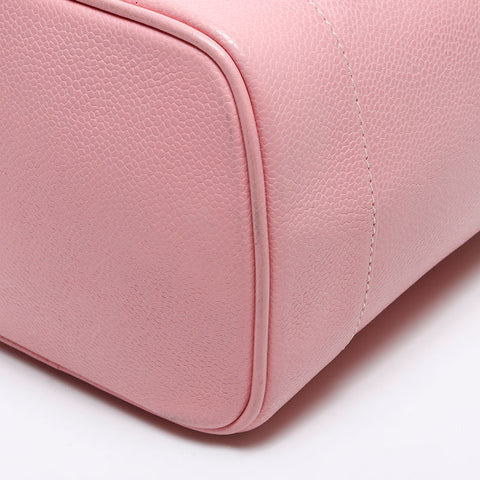 CHANEL No.8 2003-2004 COCO Mark Vanity Caviar Skin Handbag pink WS14193