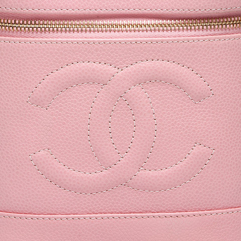 CHANEL No.8 2003-2004 COCO Mark Vanity Caviar Skin Handbag pink WS14193