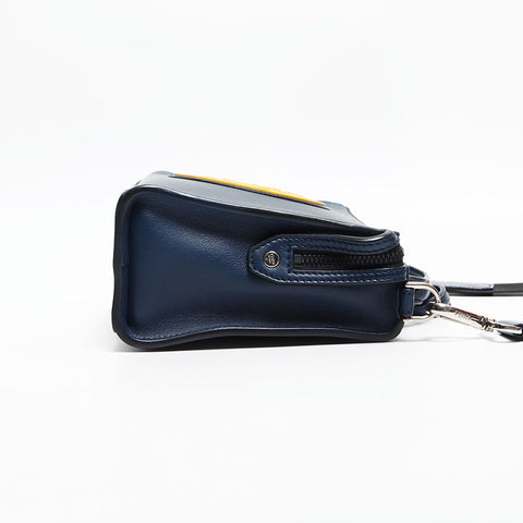 フェンディ FENDI ロゴ レザー ショルダーバッグ ネイビー WS14194