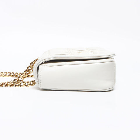 プラダ PRADA マテラッセ ギャザー チェーン レザー ショルダーバッグ ホワイト WS14198