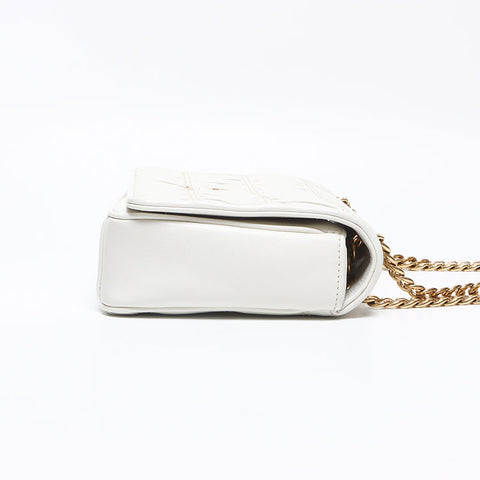 プラダ PRADA マテラッセ ギャザー チェーン レザー ショルダーバッグ ホワイト WS14198