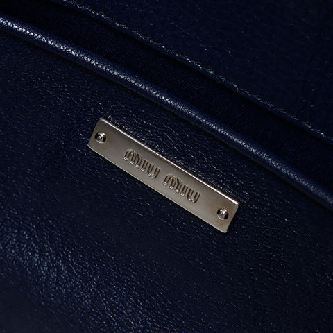 Miu Miu Matelasse Denim Crystal Shoulder Bag Navy WS14199