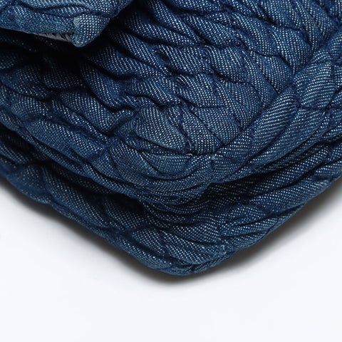 Miu Miu Matelasse Denim Crystal Shoulder Bag Navy WS14199