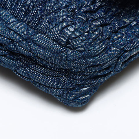 Miu Miu Matelasse Denim Crystal Shoulder Bag Navy WS14199