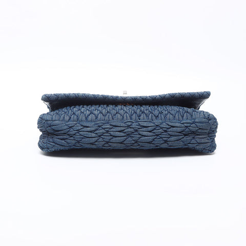 Miu Miu Matelasse Denim Crystal Shoulder Bag Navy WS14199