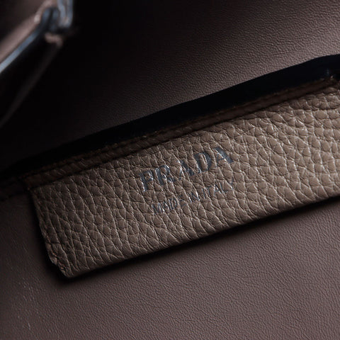 PRADA Vitello Dino Triangle Logo Handbag gray WS14201