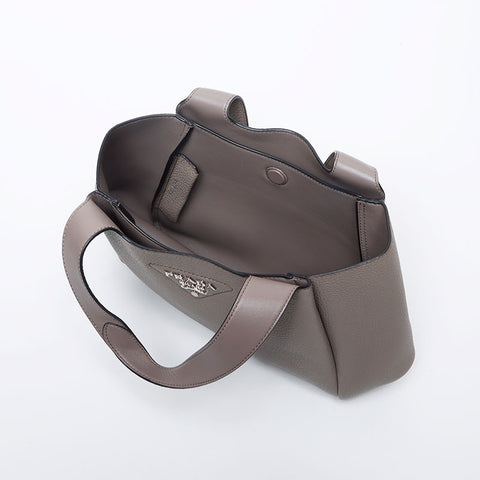 PRADA Vitello Dino Triangle Logo Handbag gray WS14201