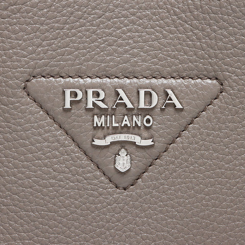 PRADA Vitello Dino Triangle Logo Handbag gray WS14201