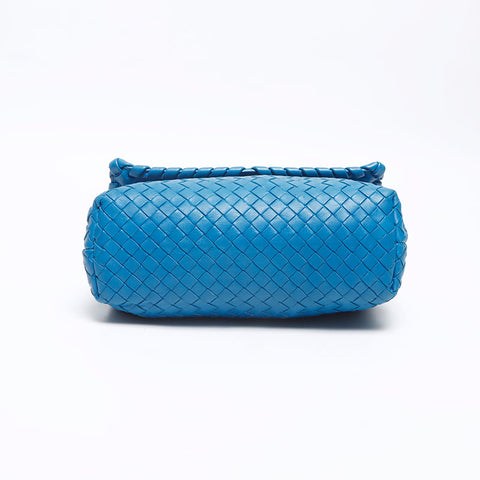 BOTTEGAVENETA INTRECCIATO Leather Olympia Chain Shoulder Bag blue WS14204