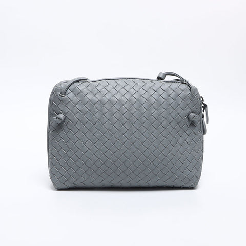 BOTTEGAVENETA Nappa INTRECCIATO Nodini Shoulder Bag gray WS14205