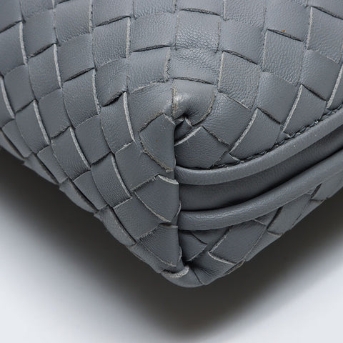 BOTTEGAVENETA Nappa INTRECCIATO Nodini Shoulder Bag gray WS14205